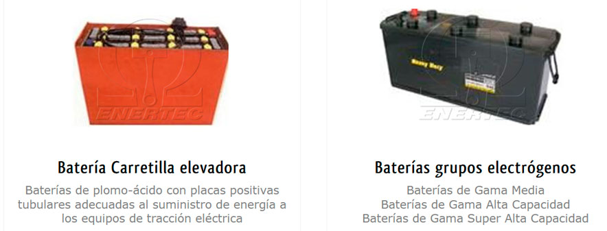 Baterías para carretillas elevadoras. Baterías para grupos electrógenos.